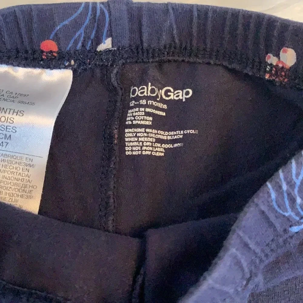 Girls baby gap navy blue floral leggings size 12-18 mos